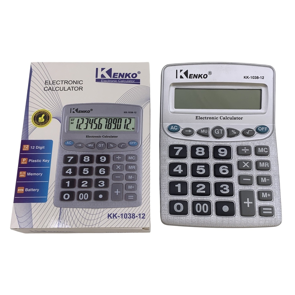 Calculadora de mesa, 12 dígitos, 1AA, Kenko, en caja
