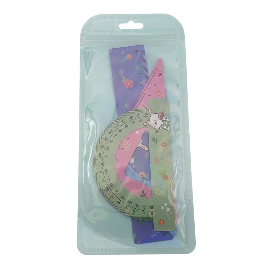 Juego de geometría 4 piezas, 15cm, en bolsa