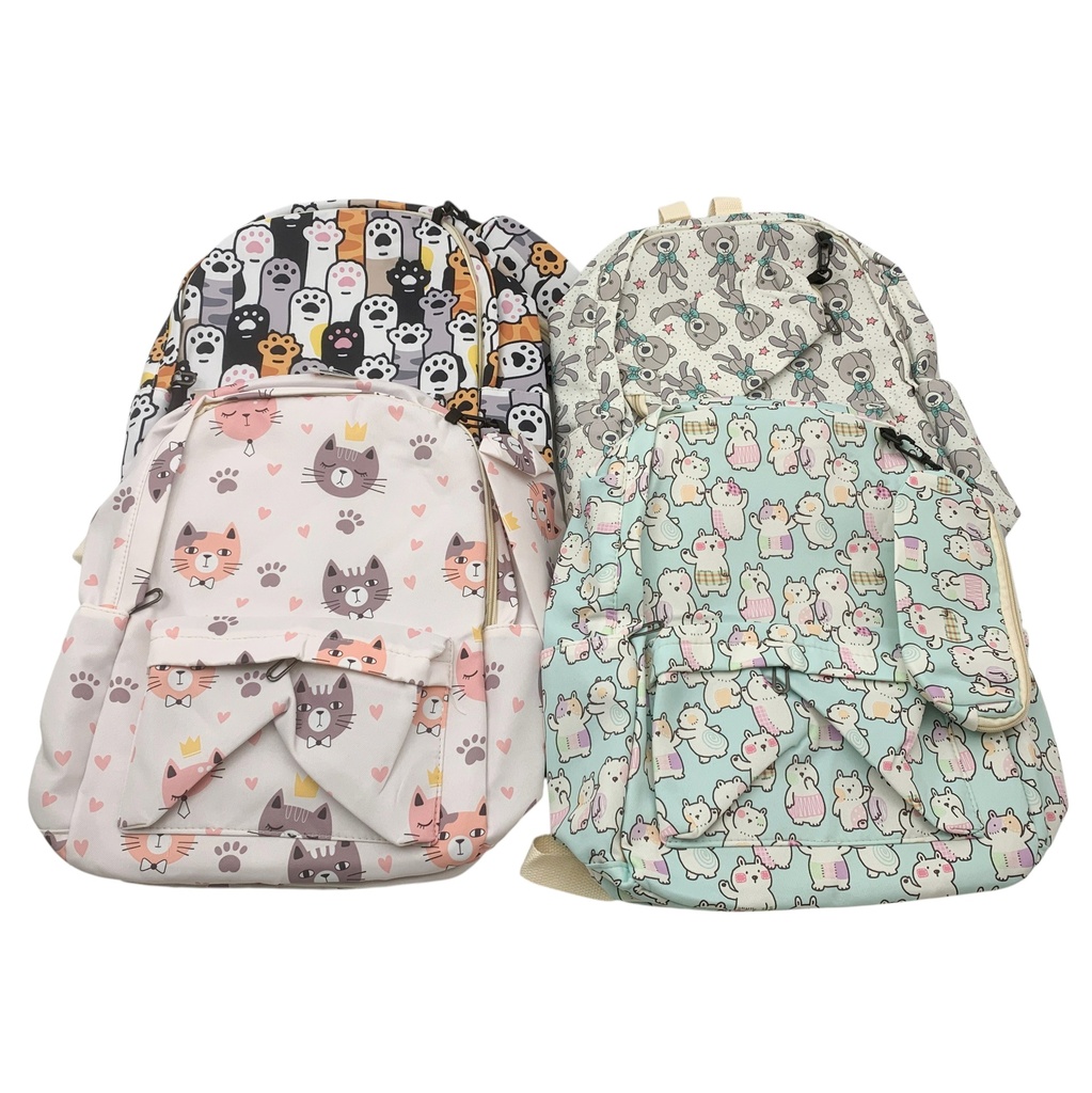Mochila infantil, con cartuchera 1 bolsillo frontal, varios diseños