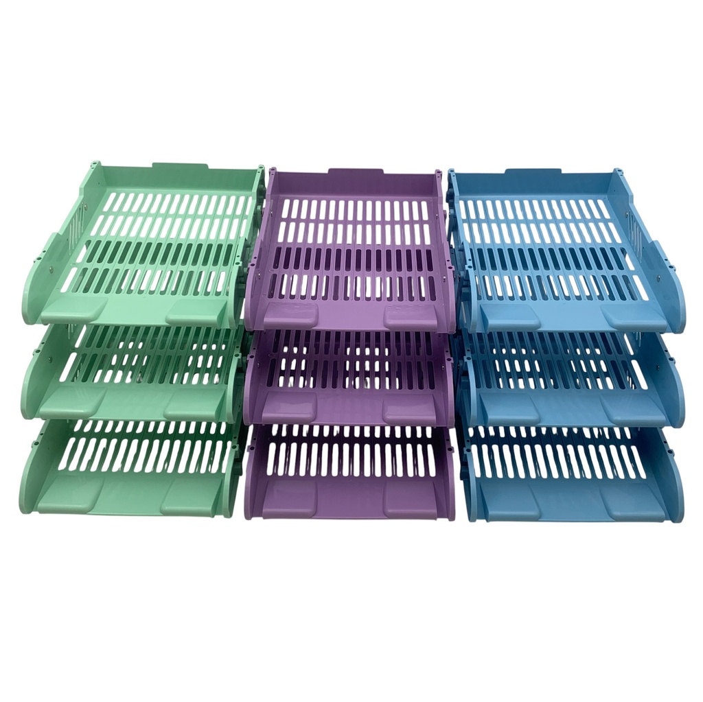 Organizador de plástico con 3 bandejas, en caja, varios colores