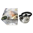 Caldera de acero inoxidable 2.5L, mango de plástico, en caja, varios colores