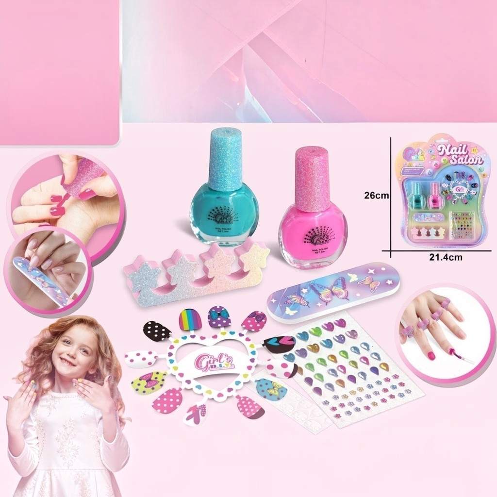 Set de belleza, uñas postizas con esmaltes, en blister