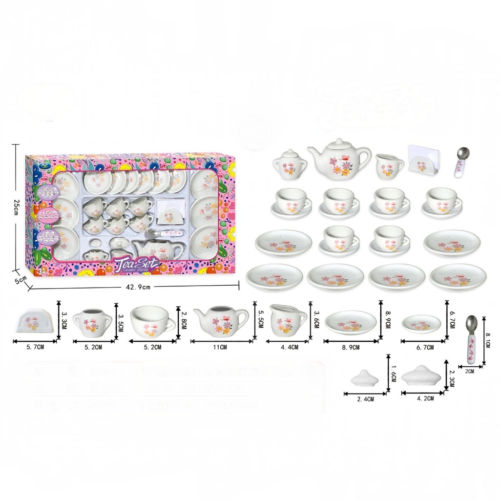 Juego de té, 26 piezas, de cerámica, en caja