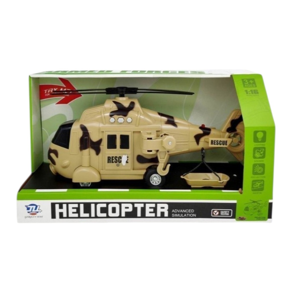 Helicóptero de rescate, en caja