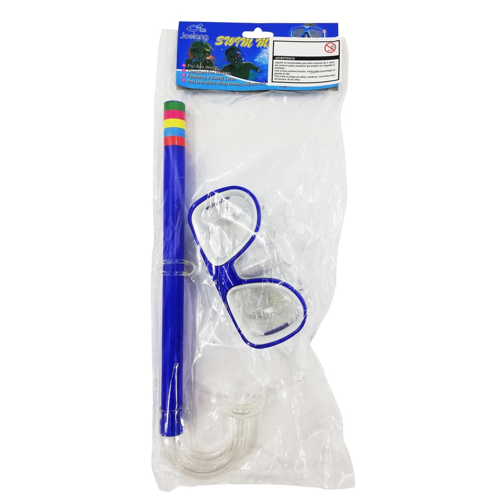 Snorkel y máscara para niños, varios colores, en bolsa