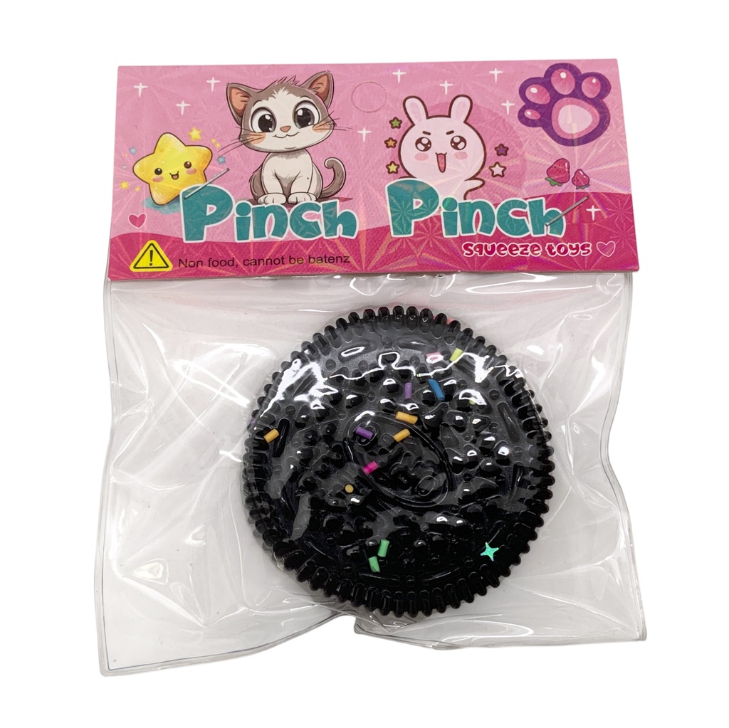 Juguete antiestrés de goma, galletitas, en bolsa CAJA x16 varios diseños