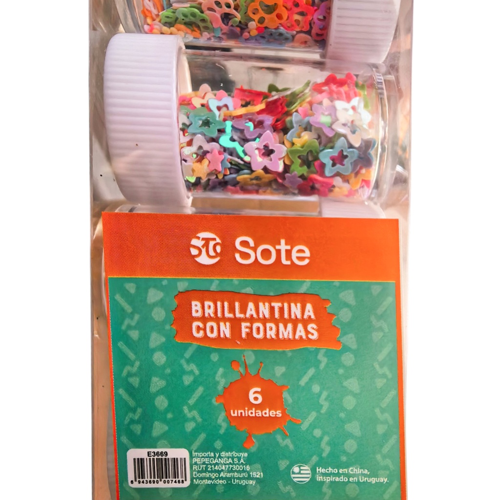 Brillantina con formas x6 tubos, SOTE, en caja de mica
