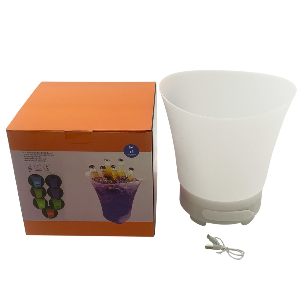 Hielera de plástico con luz, recargable USB, 5L, en caja