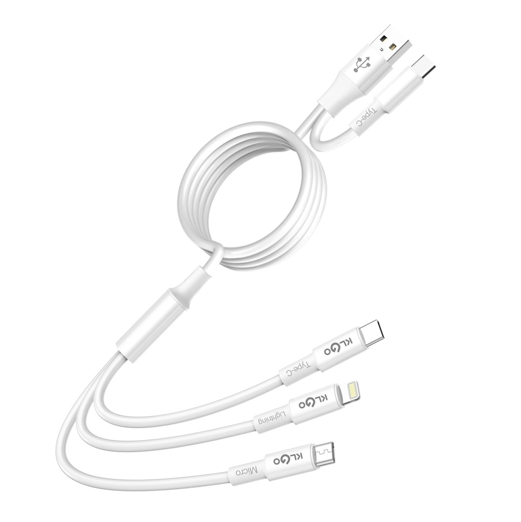 Cable de carga multiple 3 en 2 con doble entrada, KLGO en caja