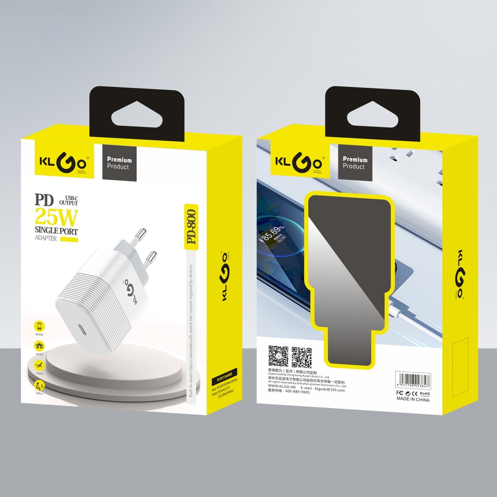 Cargador con entrada USB-C, KLGO en caja
