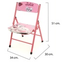Mesa y silla plegable, madera y metal ROSADO, varios diseños en caja