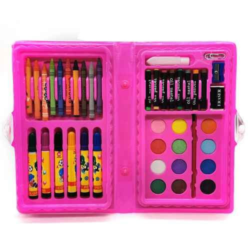 [E0301] Valija de arte infantil, 42 piezas, contiene marcadores, crayolas, pasteles, acuarelas, y varios accesorios