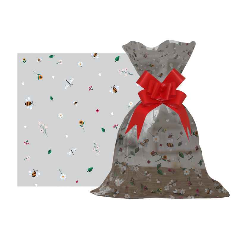 [G3170B] Bolsa de regalo transparente con diseño, mediana PACKx50