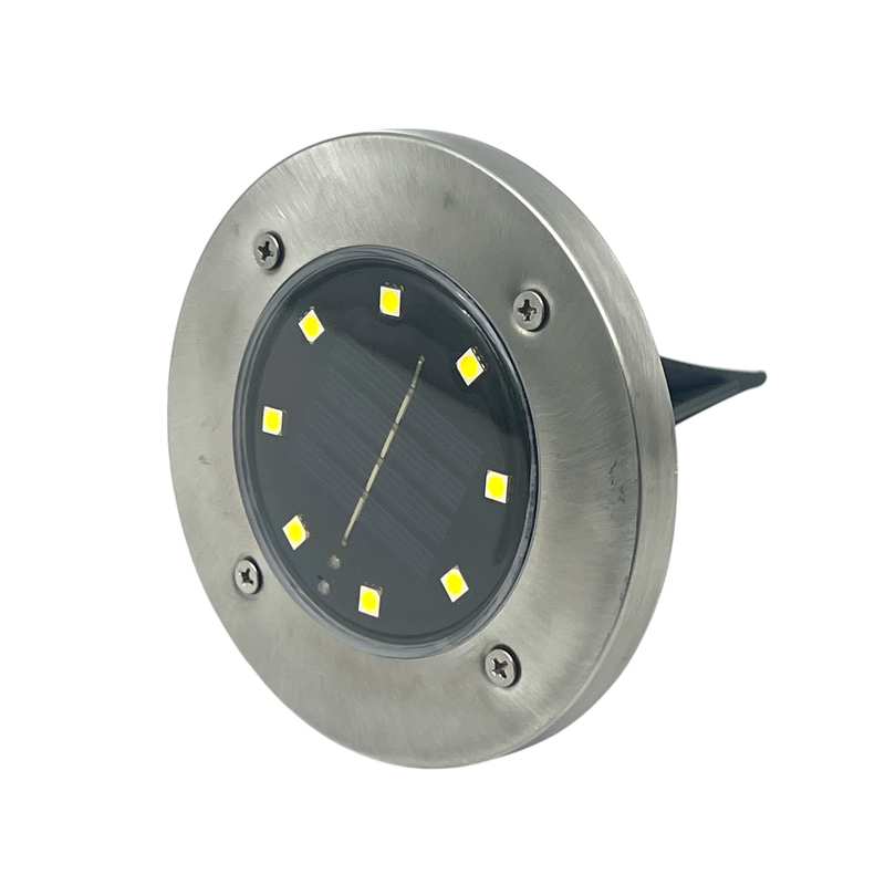 [G3211] Lámpara led pincho para jardín 8led, foco para piso recarga solar, CAJA x4