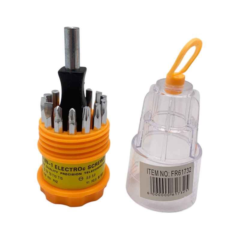 Destornillador cricket con 14 puntas, en estuche