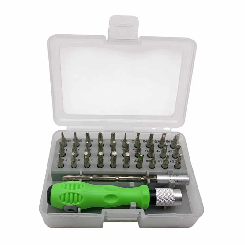 Destornillador cricket, con 30 puntas, en estuche