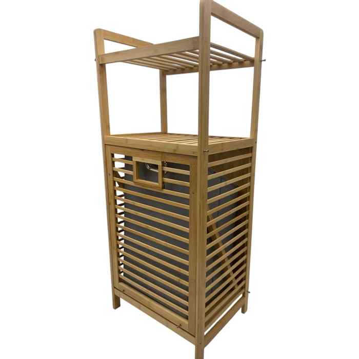 [G3236] Organizador de bambú con canasto de TNT rebatible, en caja