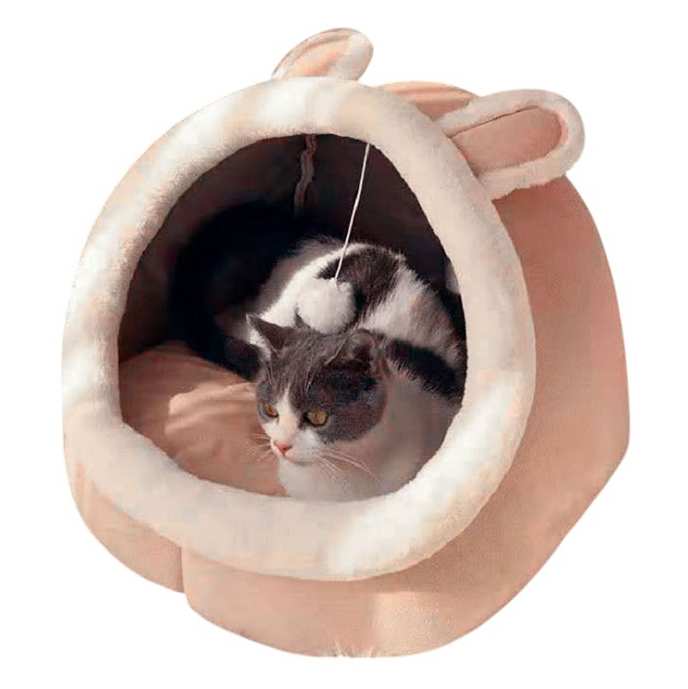 [G3258] Casa cama iglú para mascotas colchón extraíble con móvil, chica, de poliéster varios colores