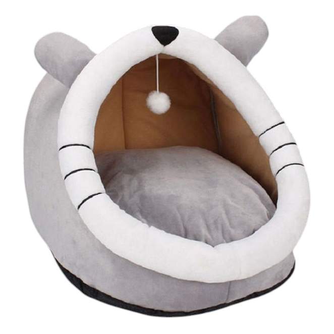 [G3259] Casa cama iglú para mascotas colchón extraíble con móvil, mediana, de poliéster varios colores