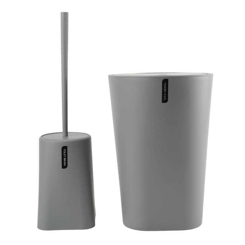 [G3262A] Cepillo para WC con papelera, de plástico, GRIS, Berlina Home, en caja
