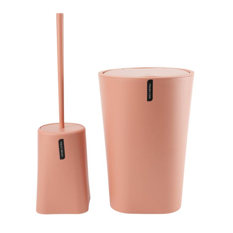 [G3262D] Cepillo para WC con papelera, de plástico, SALMÓN, Berlina Home, en caja