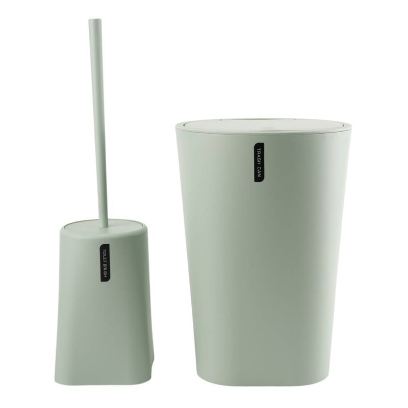 [G3262E] Cepillo para WC con papelera, de plástico, VERDE CLARO, Berlina Home, en caja