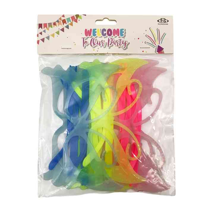 Lentes de cotillón x6, mariposa en bolsa