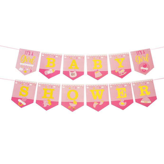 [G3308RS] Cartel Baby shower, ROSADO, en bolsa