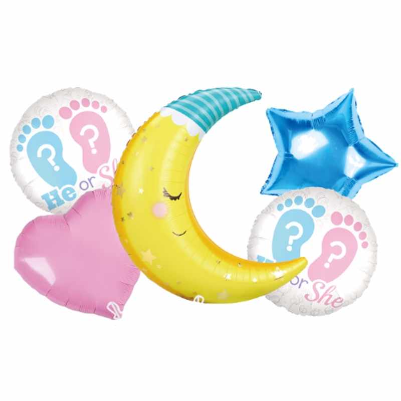Globos diseños baby shower, x5, en bolsa