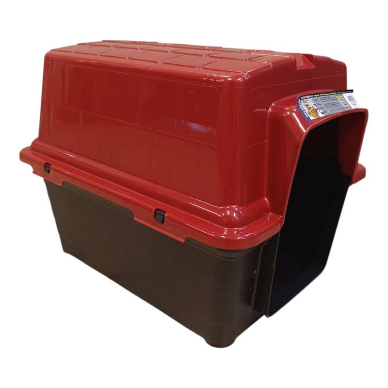 [G3325] Casita para mascotas Nº3, de plástico desarmable modelo tradicional, techo ROJO FURACAO