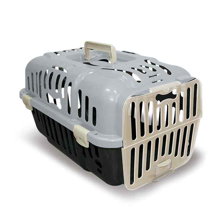 [G3327] Caja transportadora de mascotas Nº2 con asa, de plástico, GRIS, FURACAO