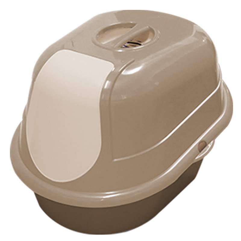 Bandeja sanitaria para mascotas, cerrada, de plástico, BEIGE