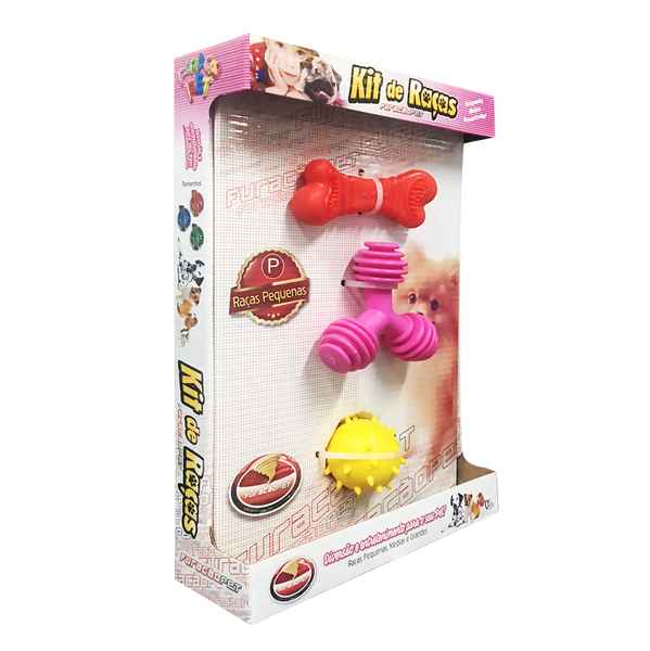Juguete para mascotas de goma x3, para razas pequeñas en caja, FURACAO