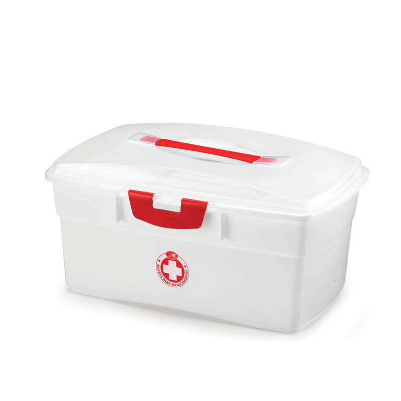 [G3363] Valija botiquín para medicamentos de plástico, grande, 2 divisiones, en bolsa