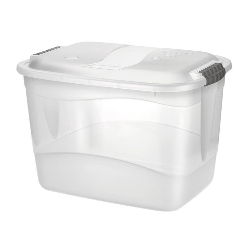 Caja organizadora de plástico con tapa 20L, transparente