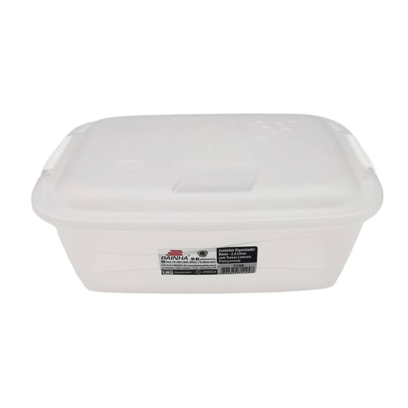 Caja organizadora de plástico con tapa 3L, transparente