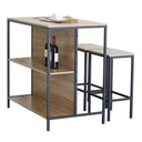 Mesa barra desayunador de hierro y MDF con 2 butacas, en caja Berlina Home