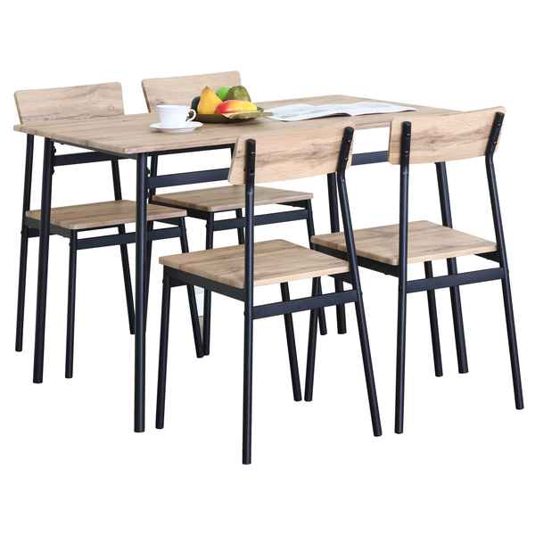 [G3434] Mesa con 4 sillas de hierro y madera, en caja Berlina Home