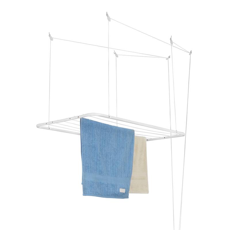 Tendedero de ropa colgante de techo, de acero pintado, BLANCO Maxeb