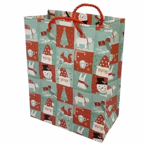Bolsa de regalo de papel diseño navideño surtido, PACK x12