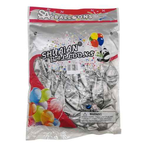 Globo 10" CROMADO plateado, bolsa x50