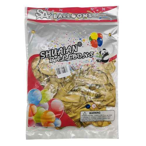 Globo 10" CROMADO dorado, bolsa x50