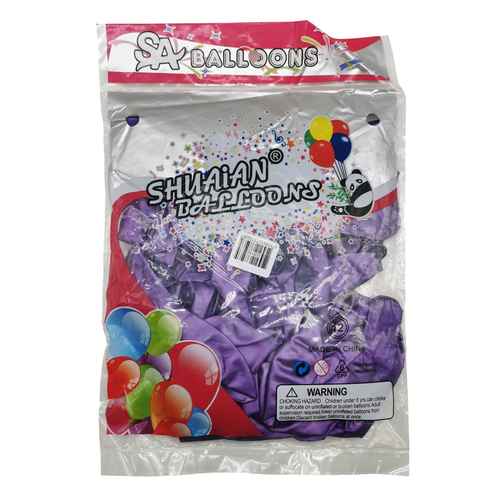 Globo 12" CROMADO violeta, bolsa x50