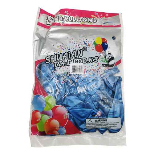 Globo 12" CROMADO azul, bolsa x50