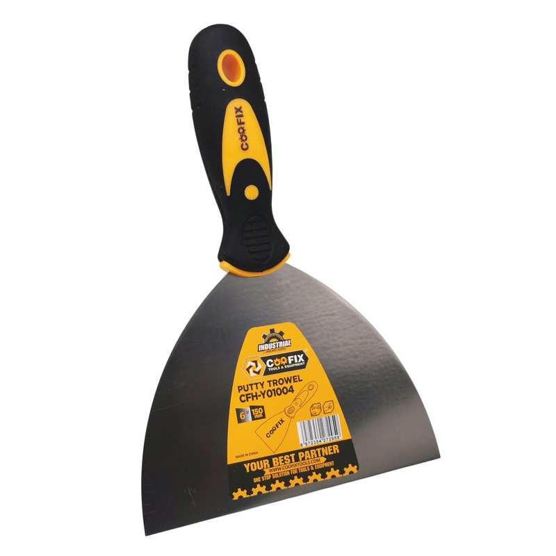 [G3554] Espátula de albañilería, acero inoxidable, 150mm, con mango de goma, Coofix