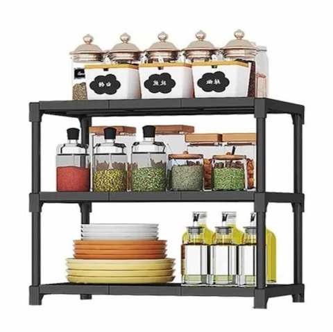 [G3681] Organizador de plástico y metal, 3 estantes, para apoyar, en caja