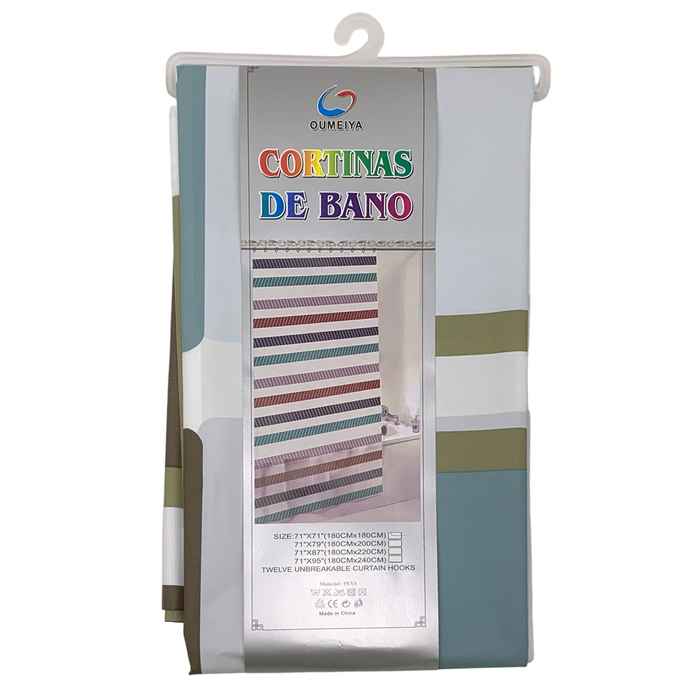 Cortina de baño con 12 aros de plástico, de PEVA, varios diseños, en bolsa