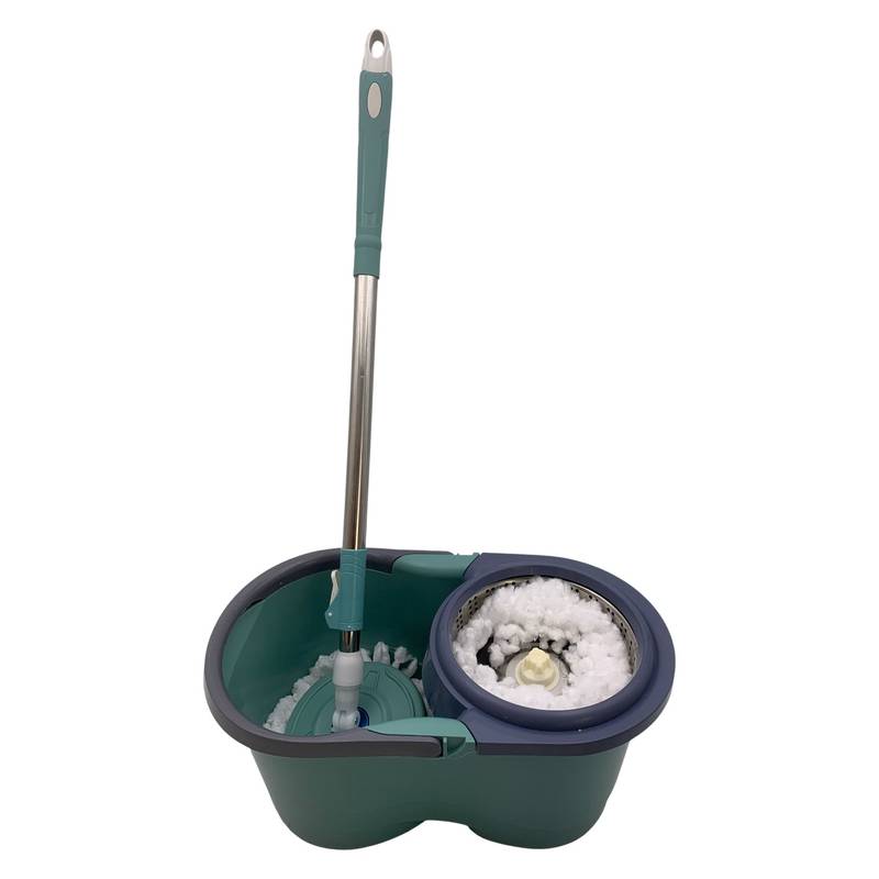 [G3728] Mopa de microfibra mango extensible, balde de plástico + repuesto, centrifugadora de metal, en caja