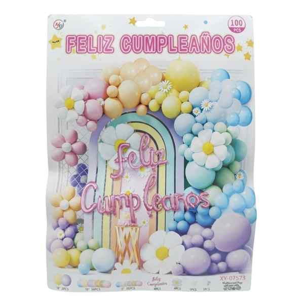 [G3783] Globos surtidos x100, con Feliz cumpleaños, varios colores