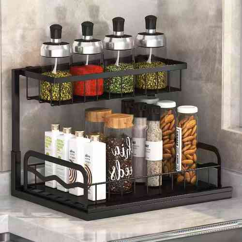 [G3785] Organizador de metal 2 niveles, deslizante, ideal para bajo mesada, en caja